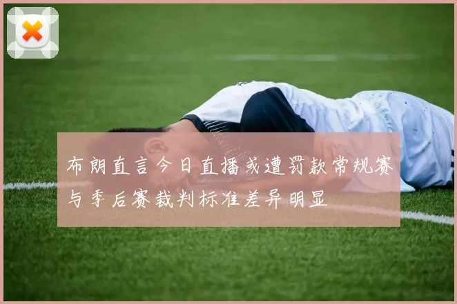 布朗直言今日直播或遭罚款常规赛与季后赛裁判标准差异明显
